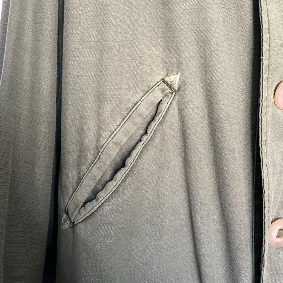 Free People Joshua Tree Utility Jacket Cotton Canvas Army Green Oversized Size M - Picture 2 of 14